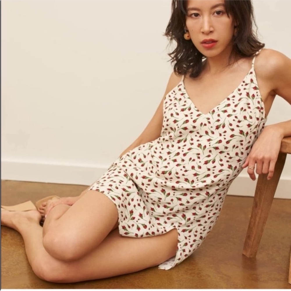 Reformation Marlowe dress in rose print